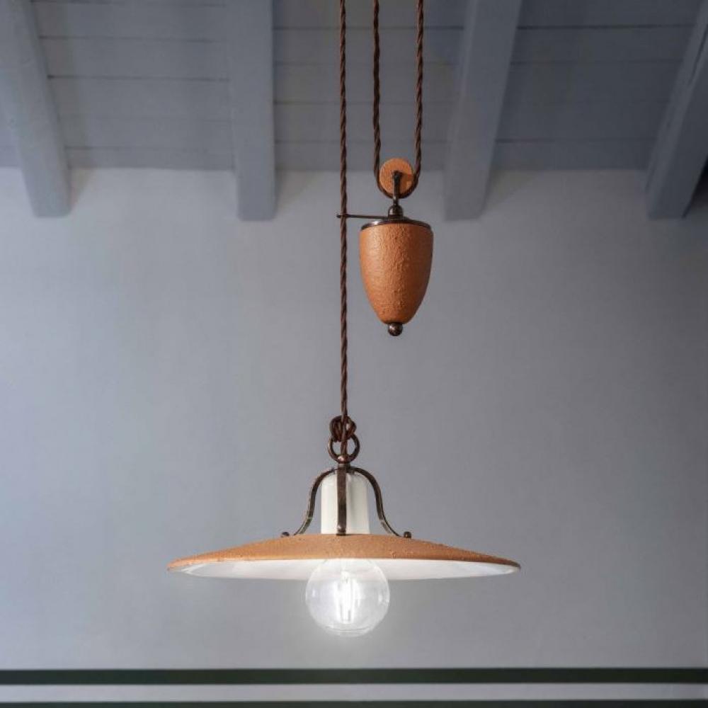 protivaha tehlovy cotto nadvedeny lampa osvetlenie stropne keramika taliansky ferroluce mediteransky rustikalny toskansky malovany lameridiana lampy.jpg